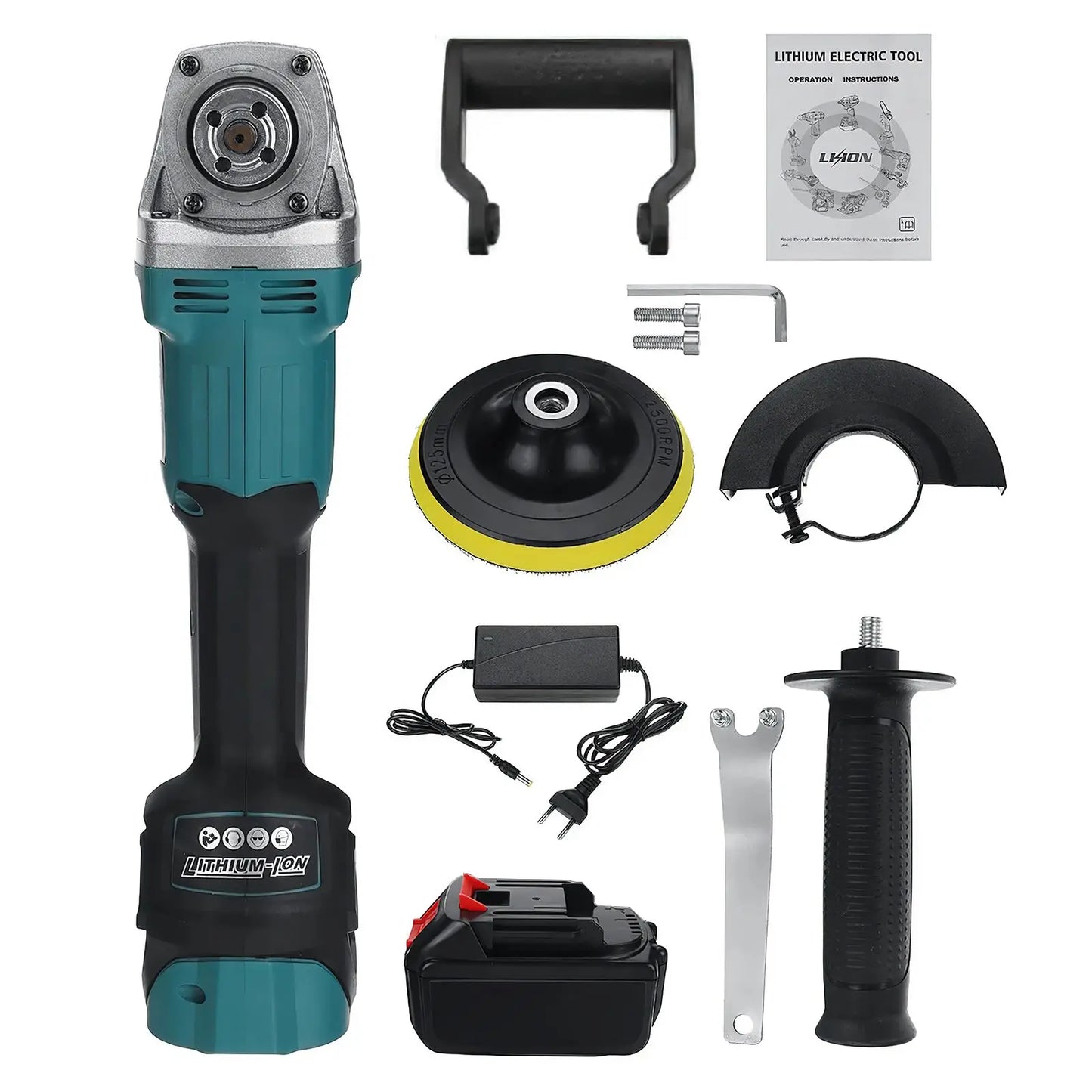 24V 125mm 6 Gear Angle Grinder Cordless Electric Polisher Brushless Motor Ceramic Tile Wood Stone Steel Grinding baking Machine