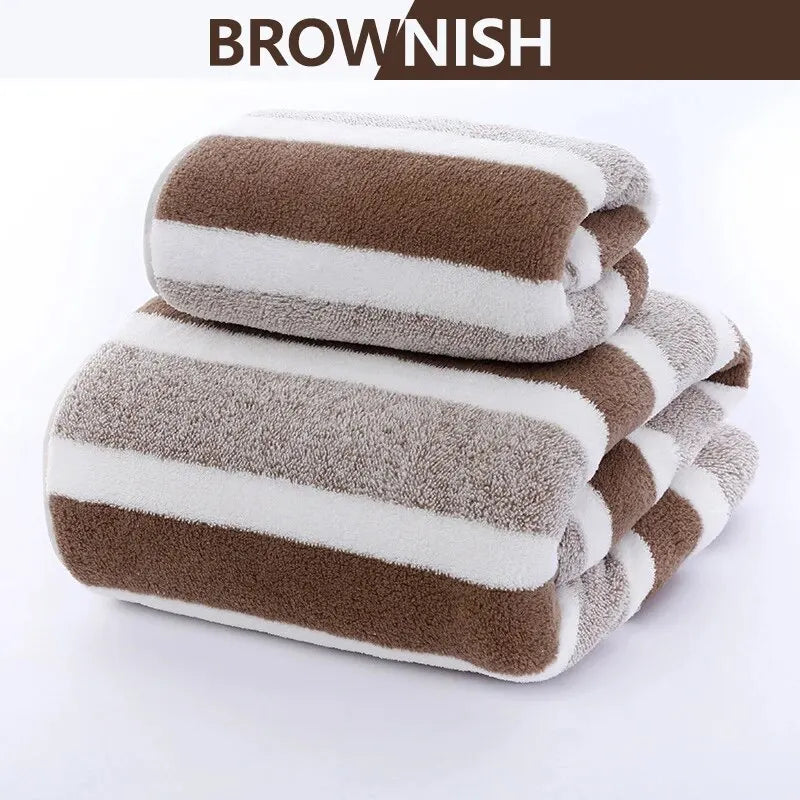 Striped Pattern Towel Set Soft Hand Towel Bath Towel Quick Drying Absorbent Towels For Bathroom